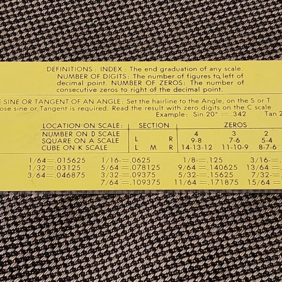 Vintage Pickett N902-ES Simplex Trig Slide Rule with slip case and manual - Picture 5 of 6